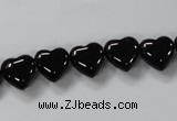 CAB755 15.5 inches 10*10mm top-drilled heart black agate beads