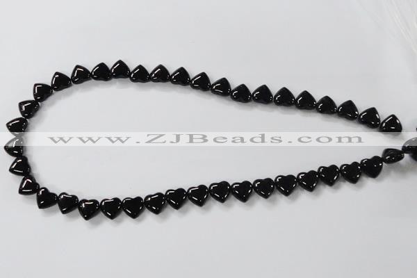 CAB755 15.5 inches 10*10mm top-drilled heart black agate beads