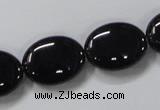 CAB761 15.5 inches 15*20mm oval black agate gemstone beads wholesale