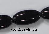 CAB763 15.5 inches 15*30mm oval black agate gemstone beads wholesale