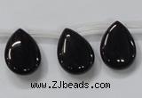 CAB772 15.5 inches 15*20mm top-drilled flat teardrop black agate beads