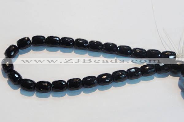 CAB788 15.5 inches 13*16mm faceted egg black agate gemstone beads