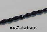 CAB789 15.5 inches 4*6mm faceted rice black agate gemstone beads