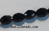 CAB792 15.5 inches 9*12mm faceted rice black agate gemstone beads