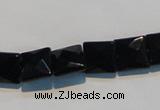 CAB801 15.5 inches 10*10mm faceted square black gemstone agate beads