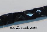 CAB802 15.5 inches 12*12mm faceted square black gemstone agate beads