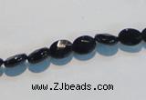 CAB805 15.5 inches 6*8mm faceted oval black gemstone agate beads