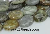 CAB81 15.5 inches 12*16mm oval silver needle agate gemstone beads
