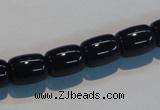 CAB819 15.5 inches 10*12mm drum black agate gemstone beads wholesale