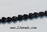 CAB824 15.5 inches 6*6mm faceted heart black agate gemstone beads