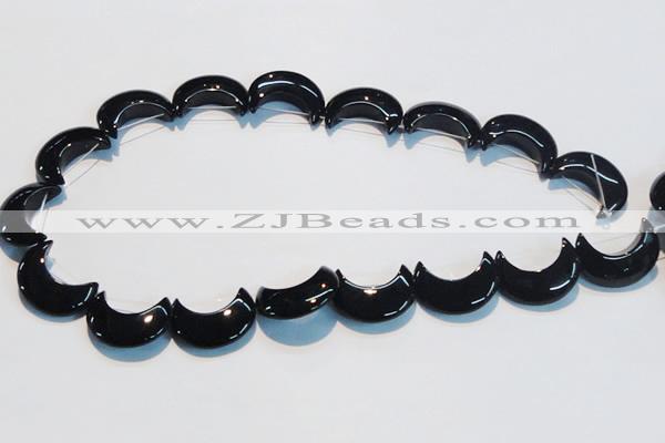 CAB826 15.5 inches 10*20mm moon black agate gemstone beads wholesale