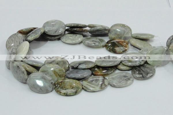 CAB83 15.5 inches 22*30mm oval silver needle agate gemstone beads