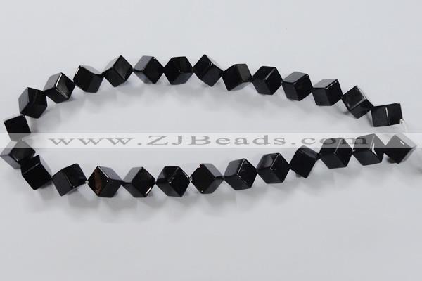 CAB832 15.5 inches 10*10mm cube black agate gemstone beads wholesale