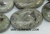 CAB84 15.5 inches 25*35mm oval silver needle agate gemstone beads
