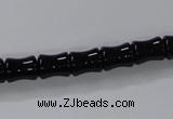 CAB842 15.5 inches 8*10mm bamboo shape black agate gemstone beads