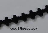 CAB845 15.5 inches 8*8mm cross black agate gemstone beads wholesale