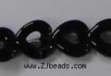 CAB860 15.5 inches 18*18mm heart black agate gemstone beads wholesale