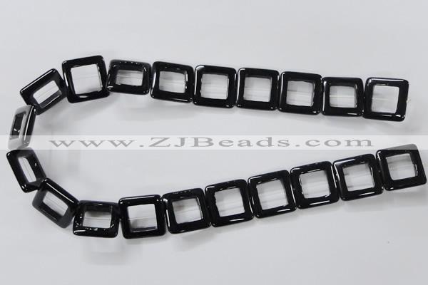 CAB862 15.5 inches 20*20mm square black agate gemstone beads wholesale