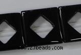 CAB865 15.5 inches 25*25mm square black agate gemstone beads wholesale
