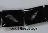 CAB866 15.5 inches 18*22mm rectangle black agate gemstone beads wholesale