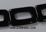 CAB867 15.5 inches 20*30mm rectangle black agate gemstone beads wholesale