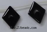 CAB870 22*40mm top-drilled rhombic black agate gemstone beads wholesale