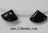 CAB871 14*20mm top-drilled triangle black agate gemstone beads wholesale