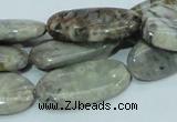 CAB91 15.5 inches 15*30mm oval silver needle agate gemstone beads