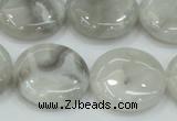 CAB917 15.5 inches 25mm flat round natural crazy agate beads wholesale