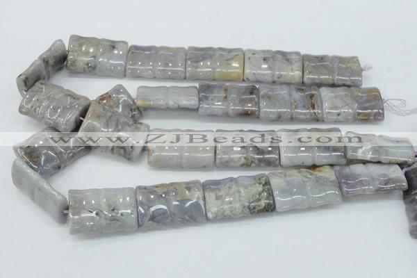 CAB931 15.5 inches 22*30mm flat bamboo natural purple agate beads