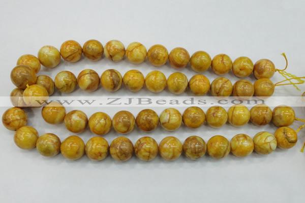 CAB937 15.5 inches 16mm round yellow crazy lace agate beads wholesale