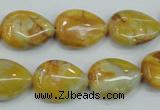 CAB940 15.5 inches 13*18mm flat teardrop yellow crazy lace agate beads