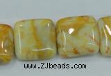 CAB947 15.5 inches 20*20mm square yellow crazy lace agate beads