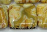 CAB948 15.5 inches 30*30mm square yellow crazy lace agate beads