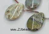 CAB953 18*25mm top-drilled twisted teardrop ocean agate gemstone