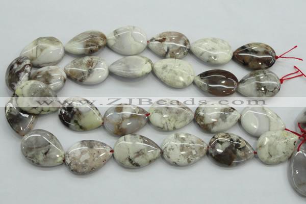 CAB963 15.5 inches 22*30mm flat teardrop ocean agate gemstone beads