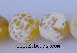 CAB970 15.5 inches 14mm faceted round fire crackle agate beads