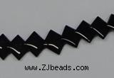 CAB983 15.5 inches 8*8mm rhombic black agate gemstone beads wholesale