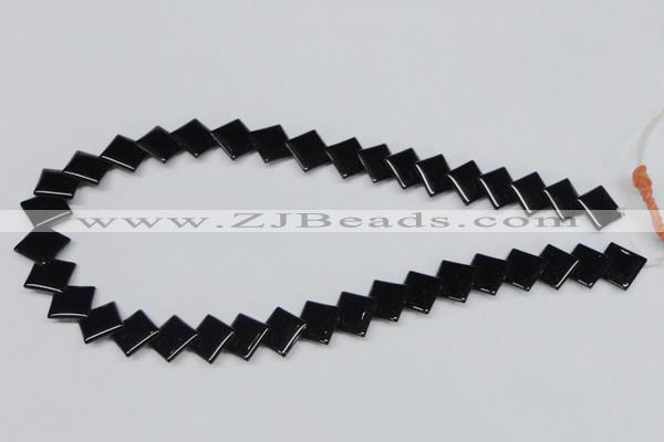 CAB984 15.5 inches 12*12mm rhombic black agate gemstone beads wholesale