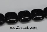 CAB986 15.5 inches 14*14mm square black agate gemstone beads wholesale