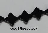 CAB989 15.5 inches 14*14mm flower black agate gemstone beads wholesale