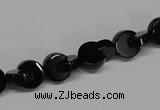 CAB992 15.5 inches 8*8mm curved moon black agate gemstone beads