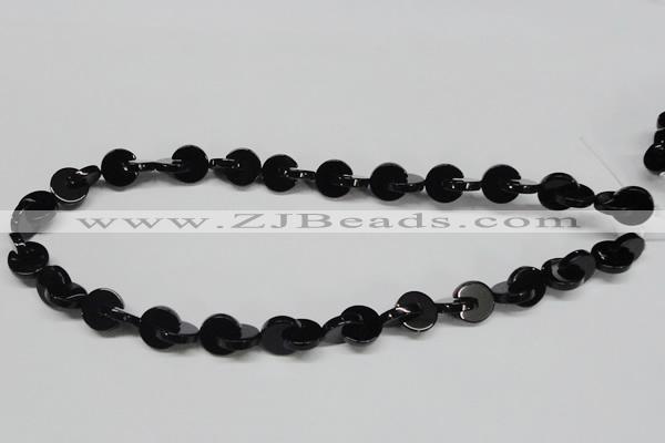 CAB993 15.5 inches 10*10mm curved moon black agate gemstone beads