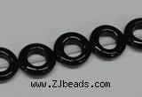 CAB996 15.5 inches 12mm donut black agate gemstone beads wholesale