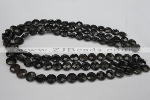 CAE115 15.5 inches 12mm faceted coin astrophyllite beads wholesale