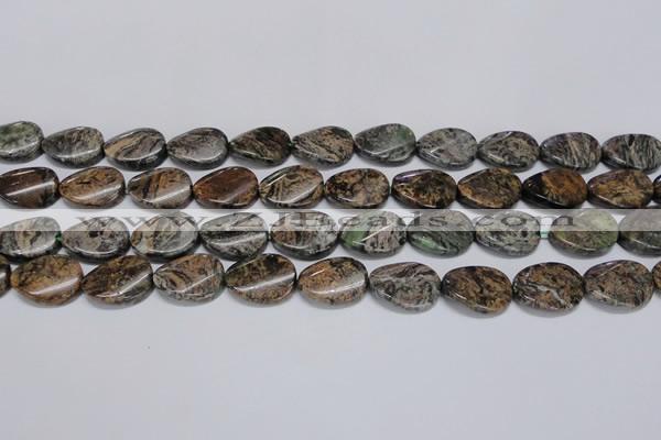 CAF136 15.5 inches 12*16mm twisted oval Africa stone beads