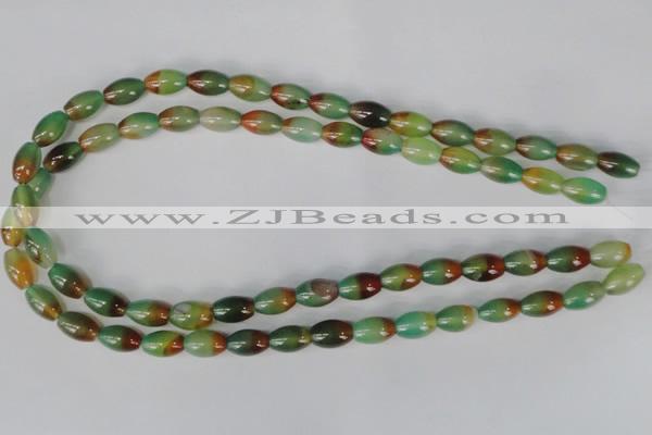 CAG1007 15.5 inches 8*12mm rice rainbow agate beads wholesale