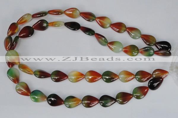 CAG1029 15.5 inches 13*18mm flat teardrop rainbow agate beads