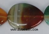 CAG1035 15.5 inches 30*40mm flat teardrop rainbow agate beads