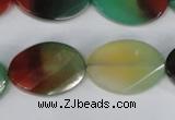 CAG1068 15.5 inches 18*25mm twisted & faceted oval rainbow agate beads